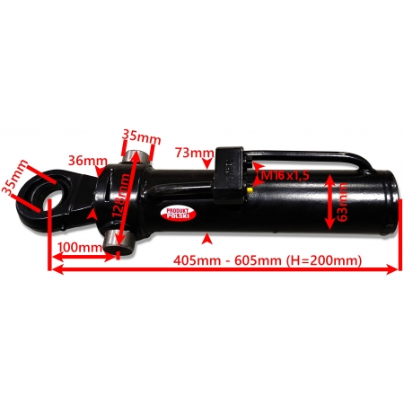 Polski Siłownik Hydrauliczny 63x36 SKOK 200 mm URSUSA Skraw-Met